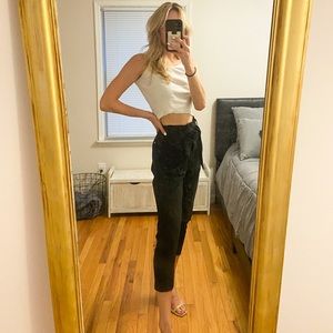 DKNY black dress pants with tie belt